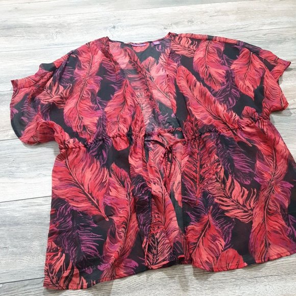 Beverly Drive Womens 16/18W/M Swimsuit Cover Up Sheer Blouse Nightie Crepe - Picture 2 of 10